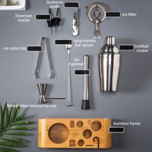 Alternative view of Cocktail Shaker Set 750ml with Bamboo Stand for Bartending