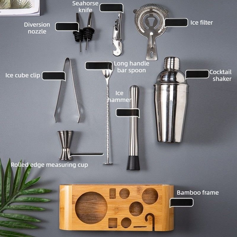 Cocktail Shaker Set 750ml with Bamboo Stand for Bartending - Image 2