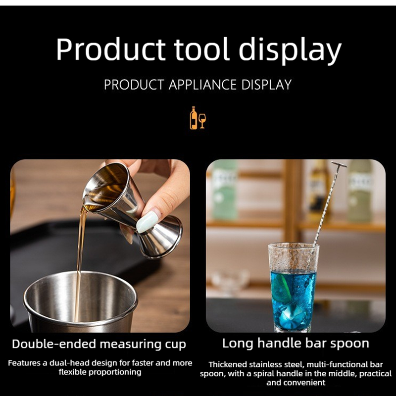Cocktail Shaker Set 750ml with Bamboo Stand for Bartending - Image 3