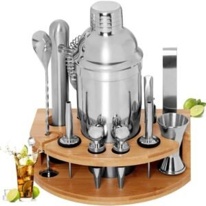 12-Piece Cocktail Shaker Set with Bamboo Frame