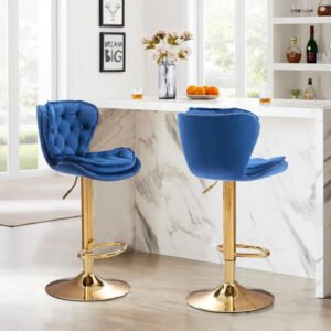 Alternative view of Velvet Upholstered Adjustable Bar Stools Set of 2