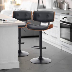 Serenità Black Modern Swivel Bar Stools Set of 2
