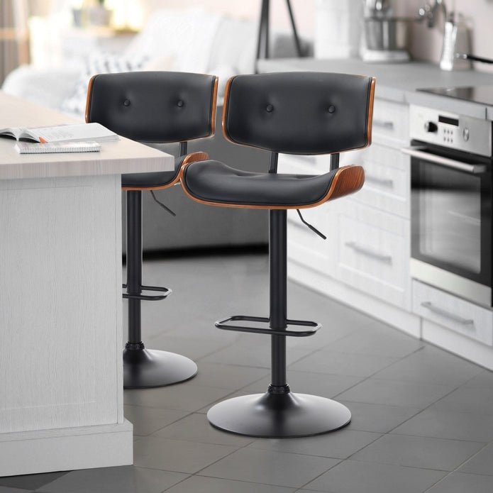 Serenità Black Modern Swivel Bar Stools Set of 2