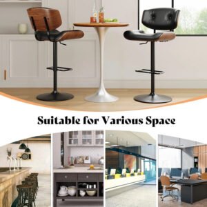 Serenità Black Modern Swivel Bar Stools Set of 2 - Image 6