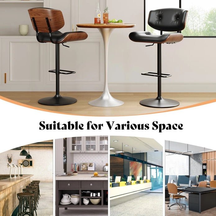 Serenità Black Modern Swivel Bar Stools Set of 2 - Image 6