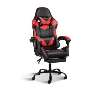 Black and Red Gaming Chair with Footrest - Image 5