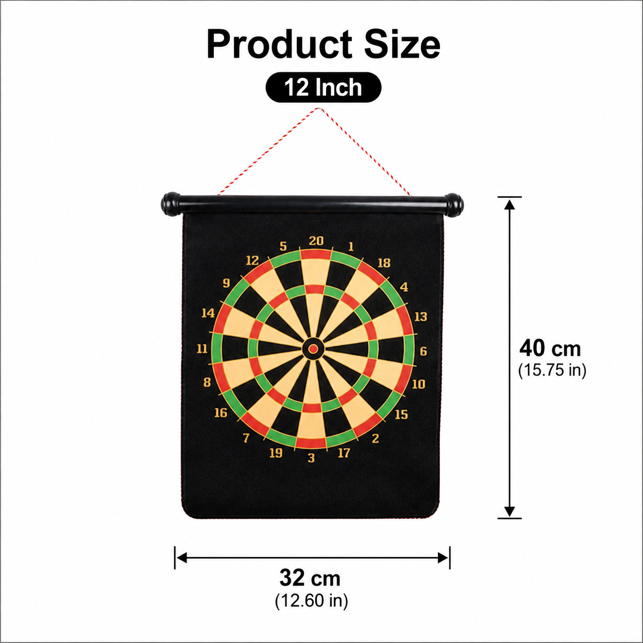 12 Inch Magnetic Dart Board Set with 4 Darts - Image 5