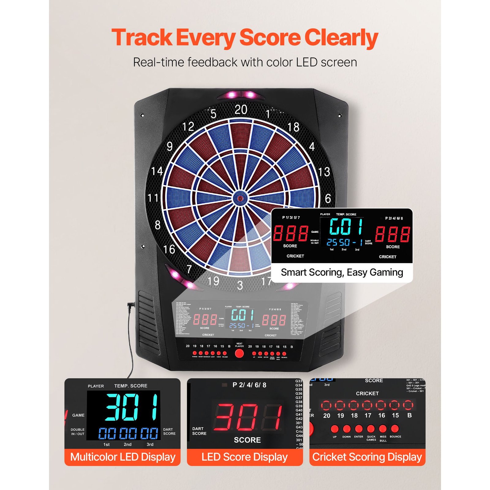 Electronic Dart Board with 45 Games & 8 Player Support - Image 4