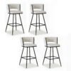 Woven Velvet Bar Stools – Ivory, Set of 4