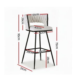 Alternative view of Woven Velvet Bar Stools – Ivory, Set of 4