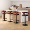 Adjustable Swivel Bar Stools – Black Faux Leather, Set of 4