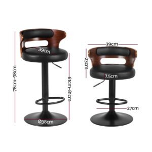Alternative view of Adjustable Swivel Bar Stools – Black Faux Leather, Set of 4