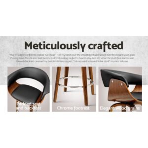Wooden Swivel Bar Stools with Arms – Black, 65cm, Set of 3 - Image 5