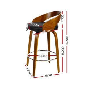 Alternative view of Wooden Swivel Bar Stools – Walnut & Black, Set of 4