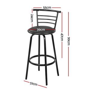Alternative view of Swivel Bar Stools – Black Faux Leather & Steel, Set of 4