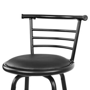 Swivel Bar Stools – Black Faux Leather & Steel, Set of 4 - Image 4
