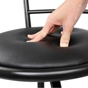 Swivel Bar Stools – Black Faux Leather & Steel, Set of 4 - Image 5