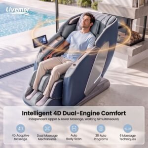 Alternative view of 4D Double-Core Massage Chair with Heat – Grey, 20 Programmes