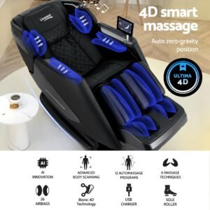 4D SL-Track Massage Chair with Heat – Black, 12 Programmes - Image 5