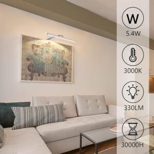 Dimmable LED Picture & Dartboard Light – Silver, 13.5-Inch - Image 4