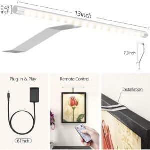 Dimmable LED Picture & Dartboard Light – Silver, 13.5-Inch - Image 6